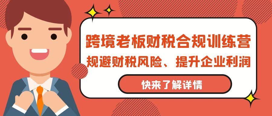 (9838期)跨境老板-财税合规训练营，规避财税风险、提升企业利润-网创资源