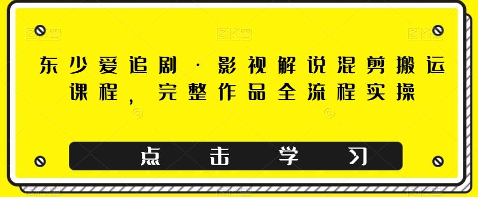东少爱追剧·影视解说混剪搬运课程，完整作品全流程实操-网创资源