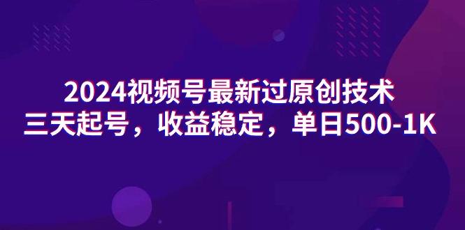 (9505期)2024视频号最新过原创技术，三天起号，收益稳定，单日500-1K-网创资源