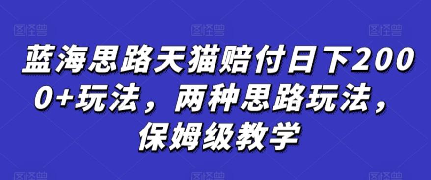 蓝海思路天猫赔付日下2000+玩法，两种思路玩法，保姆级教学【仅揭秘】-网创资源