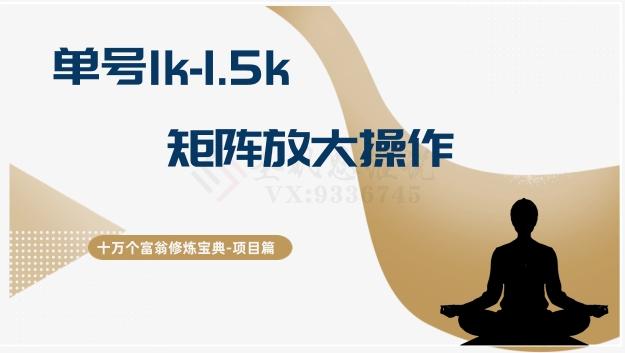 十万个富翁修炼宝典15.单号1k-1.5k，矩阵放大操作-网创资源