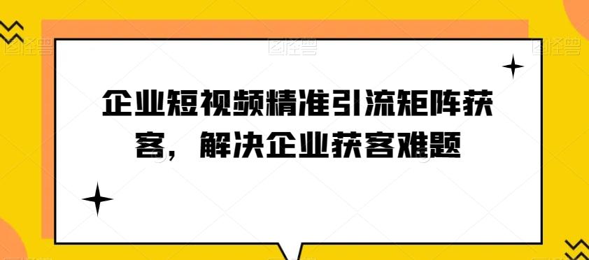 企业短视频精准引流矩阵获客，解决企业获客难题-网创资源