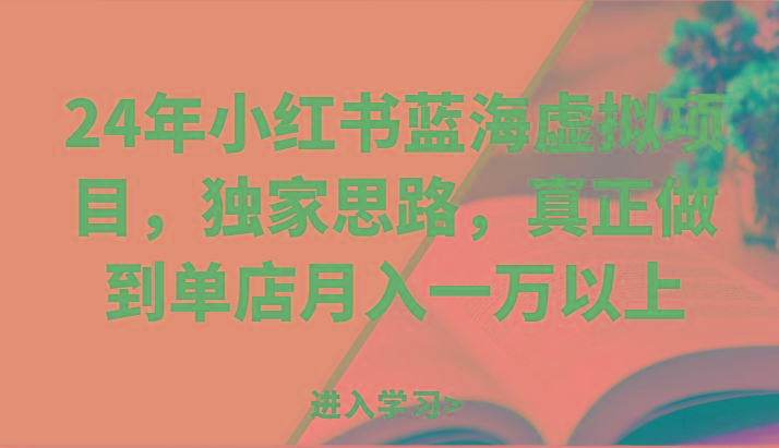 24年小红书蓝海虚拟项目，独家思路，真正做到单店月入一万以上。-网创资源