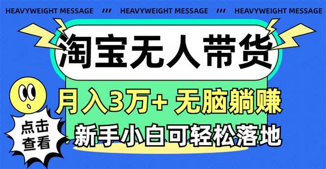 淘宝无人带货3.0高收益玩法，月入3万+，无脑躺赚，新手小白可落地实操-网创资源