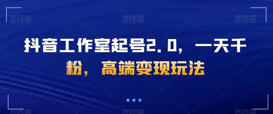 抖音工作室起号2.0，一天千粉，高端变现玩法【揭秘】-网创资源