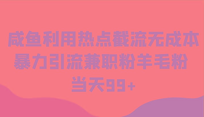 咸鱼利用热点截流无成本暴力引流兼职粉羊毛粉 当天99+-网创资源