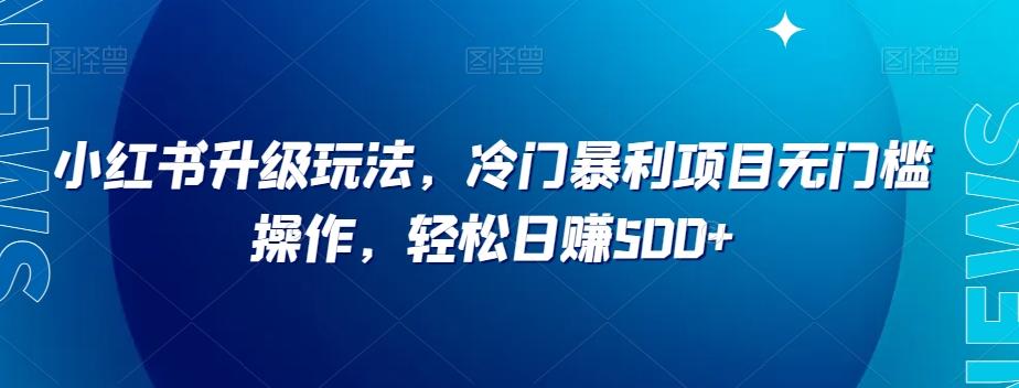 小红书升级玩法，冷门暴利项目无门槛操作，轻松日赚500+【揭秘】-网创资源