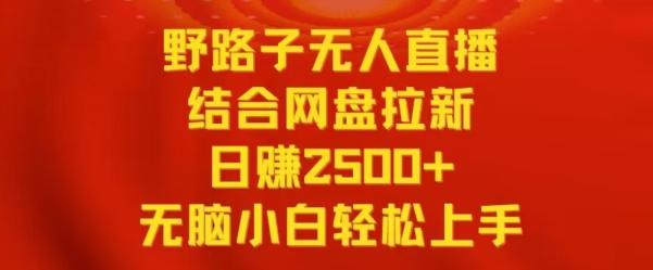 野路子无人直播结合网盘拉新，日赚2500+，小白无脑轻松上手【揭秘】-网创资源
